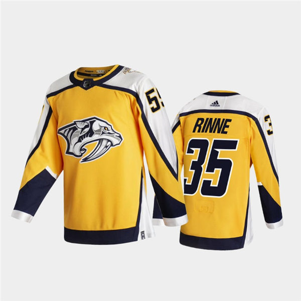 Men's Nashville Predators #35 Pekka Rinne Adidas 2021 Gold NHL Retro Reverse Edition Jersey