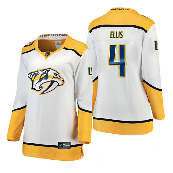 Women's Nashville Predators #4 Ryan Ellis Adidas Away White  Jersey