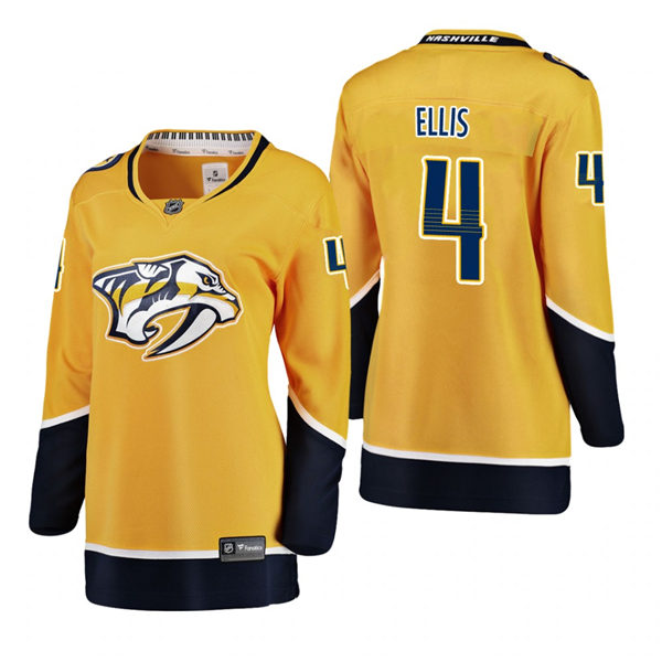 Women's Nashville Predators #4 Ryan Ellis Adidas Home Gold Jersey