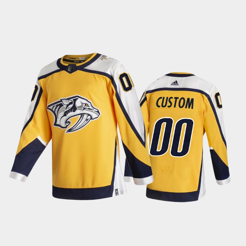 Men's Nashville Predators Custom Adidas 2021 Gold NHL Retro Reverse Edition Jersey