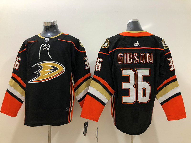 Youth  Anaheim Ducks #36 John Gibson Adidas Home Black Jersey