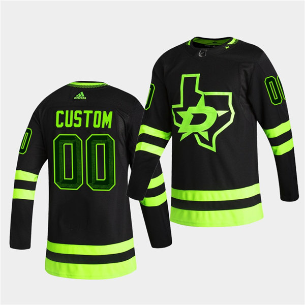 Youth Dallas Stars Custom adidas 2020-21 Third Blackout Jersey