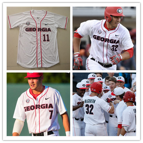 Men's Georgia Bulldogs Custom Nike 2017 White Stripes College Baseball Jersey