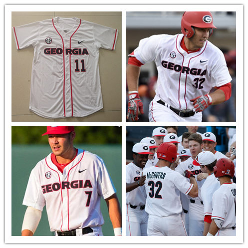 Georgia Bulldogs Custom Nike 2017 White Stripes College Baseball Jersey