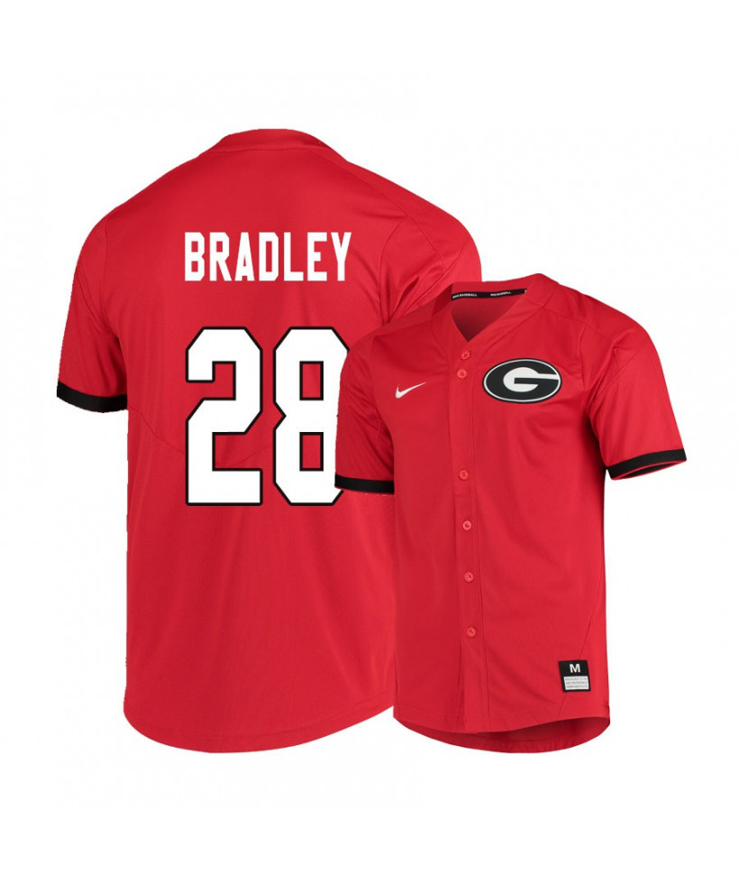 Men's Georgia Bulldogs #28 Tucker Bradley Diamonds Nike 2020 Red College Baseball Game Jersey