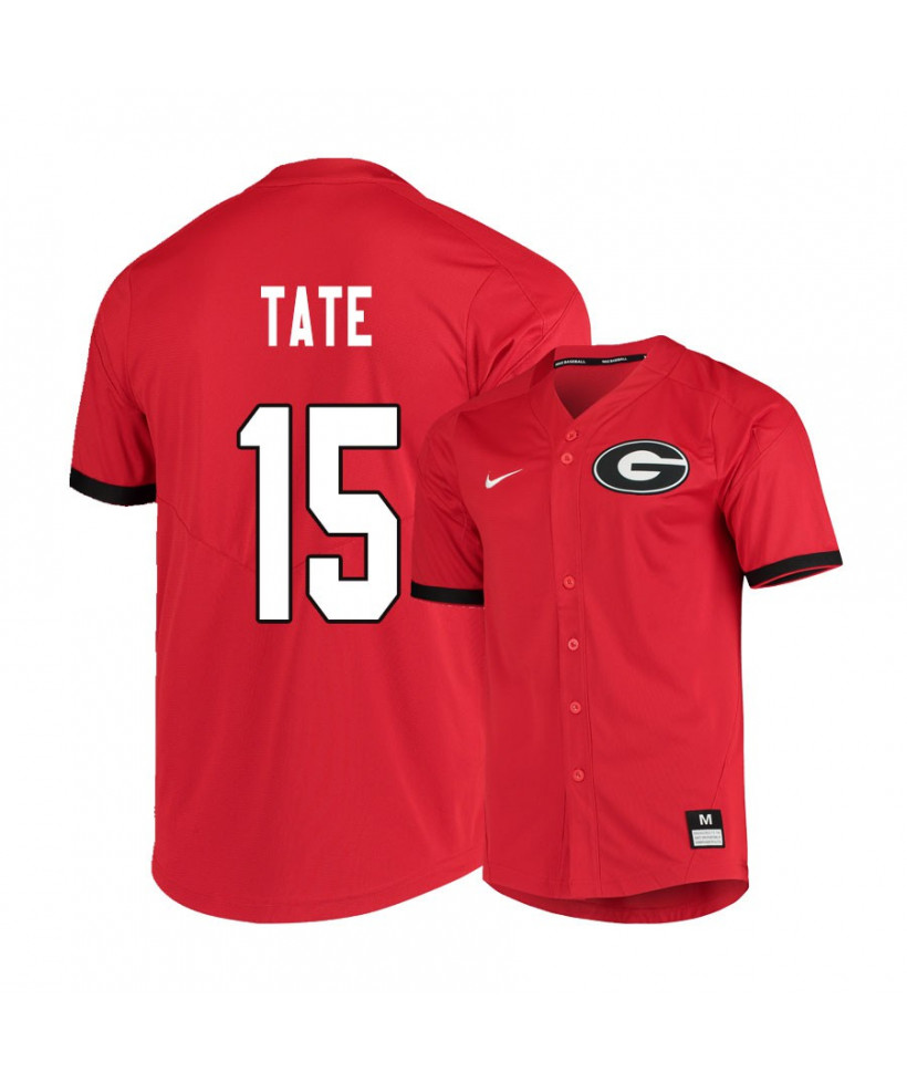Men's Georgia Bulldogs #15 Cole Tate Diamonds Nike 2020 Red College Baseball Game Jersey
