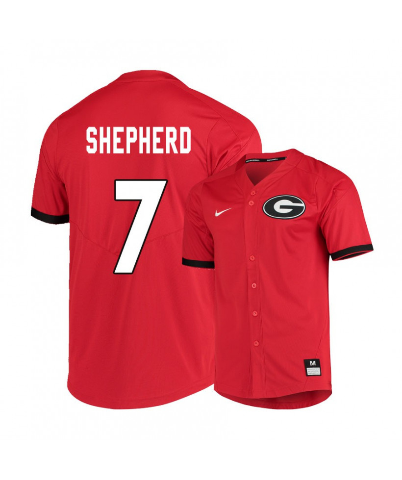 Men's Georgia Bulldogs #7 Cam Shepherd Diamonds Nike 2020 Red College Baseball Game Jersey