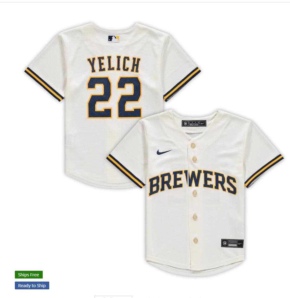 Toddler Milwaukee Brewers #22 Christian Yelich Nike Cream Home Player Jersey