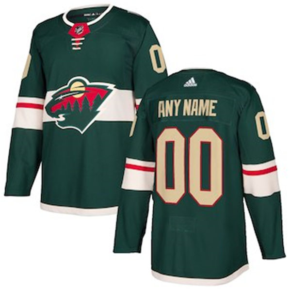 Men's Minnesota Wild Custom Stitched adidas Green Home Jersey