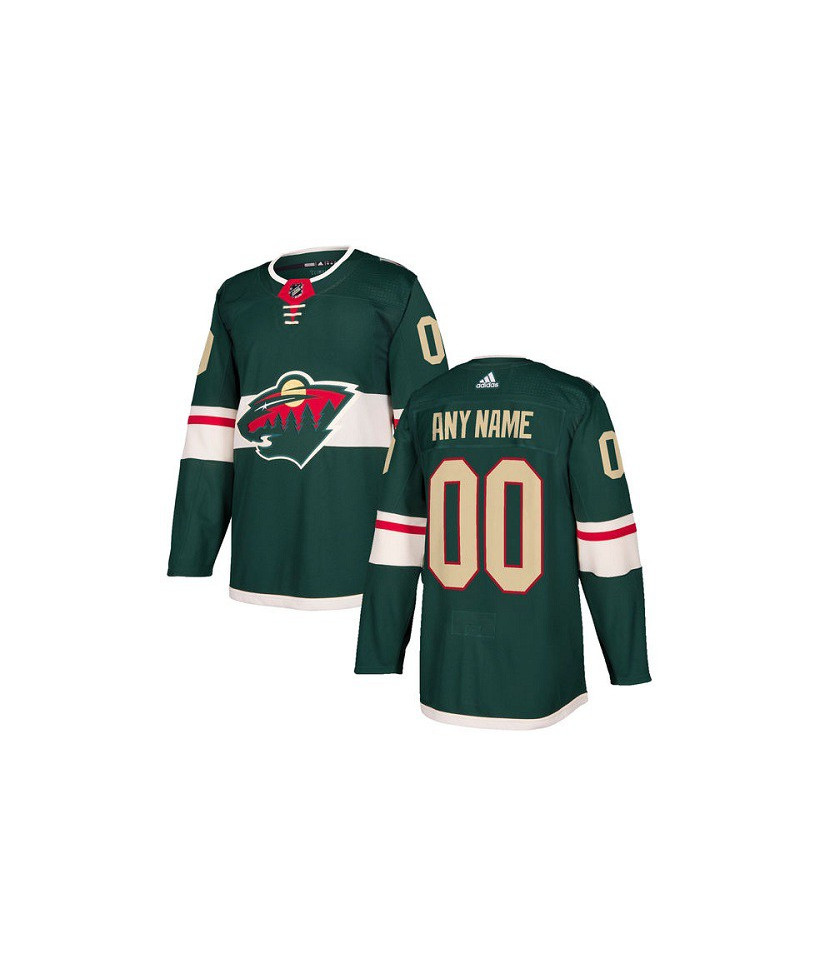 Youth Minnesota Wild Custom Stitched adidas Green Home Jersey