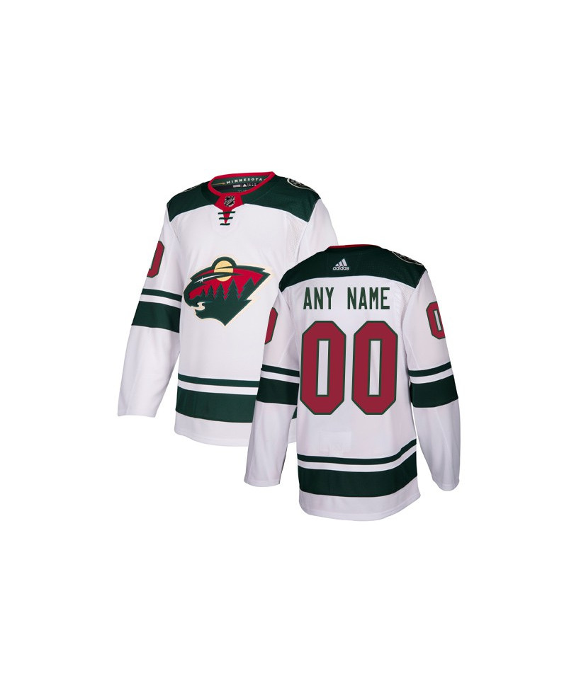 Youth Minnesota Wild Custom Stitched adidas White Away Jersey