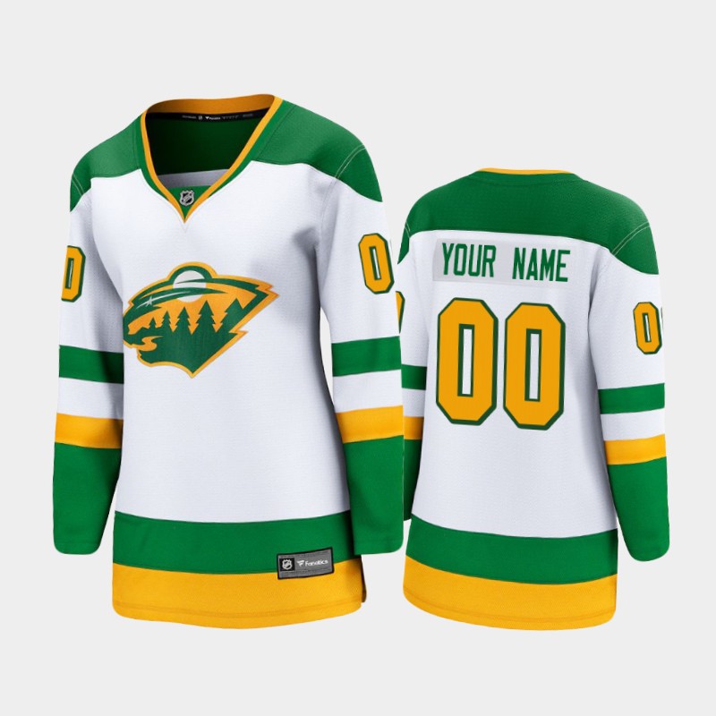 Women Minnesota Wild Custom 2021 White Adidas NHL REVERSE RETRO JERSEYS