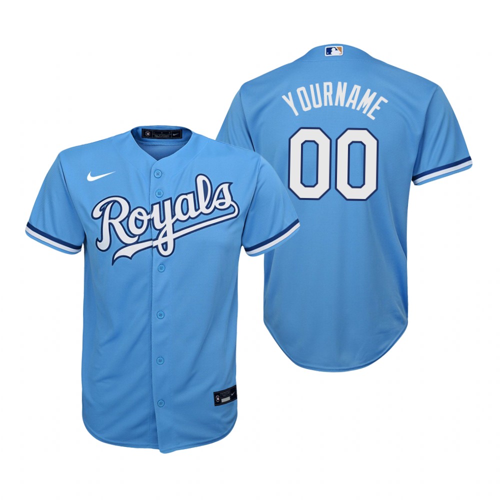 Youth Kansas City Royals Custom Nike Light Blue Alternate Jersey