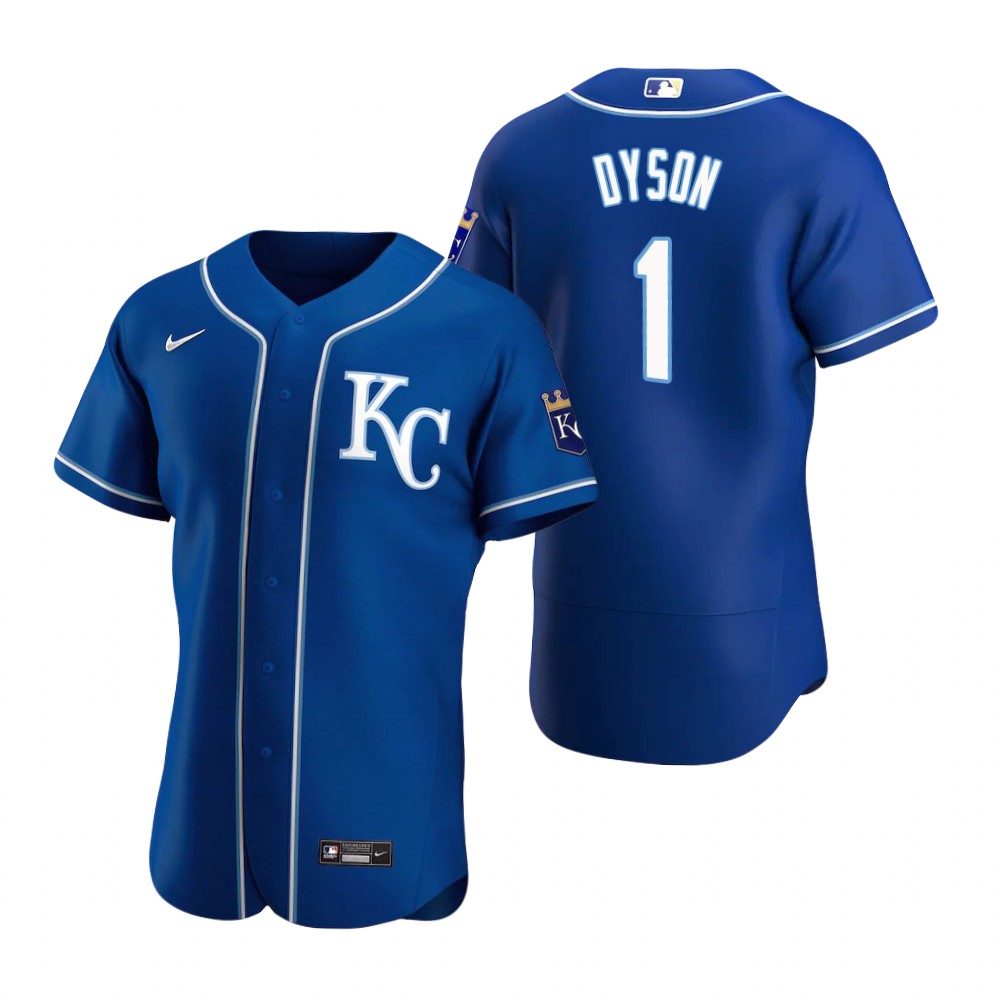 Men's Kansas City Royals #1 Jarrod Dyson Nike Royal Alternate Team Logo Authentic Jersey