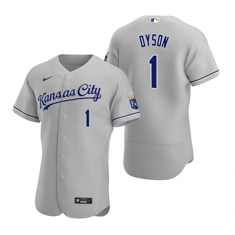 Men's Kansas City Royals #1 Jarrod Dyson Nike Gray Authentic Road Jersey