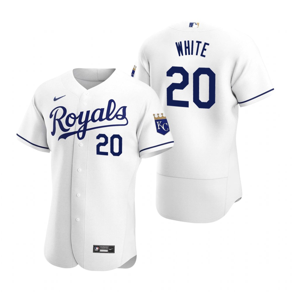 Men's Kansas City Royals Retired Player #20 Frank White Stitched Nike White FlexBase Jersey