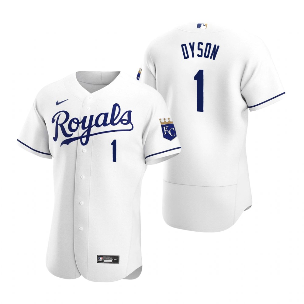 Men's Kansas City Royals #1 Jarrod Dyson Nike Home White FlexBase Jersey