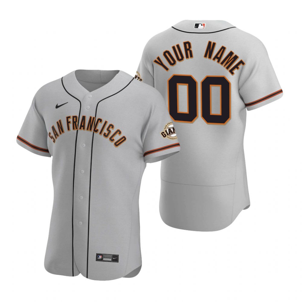 Men's San Francisco Giants Custom Nike Gray Road Stitched MLB Flex Base Jersey