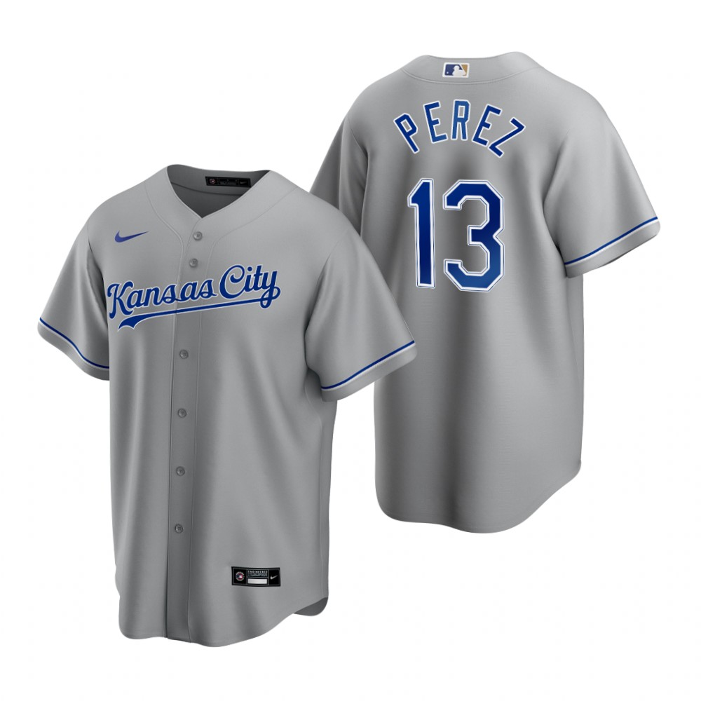 Youth Kansas City Royals #13 Salvador Perez Nike Gray Road Jersey