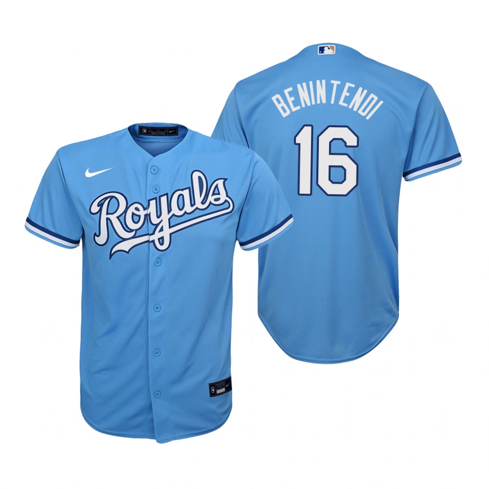 Youth Kansas City Royals #16 Andrew Benintendi Nike Light Blue Alternate Jersey