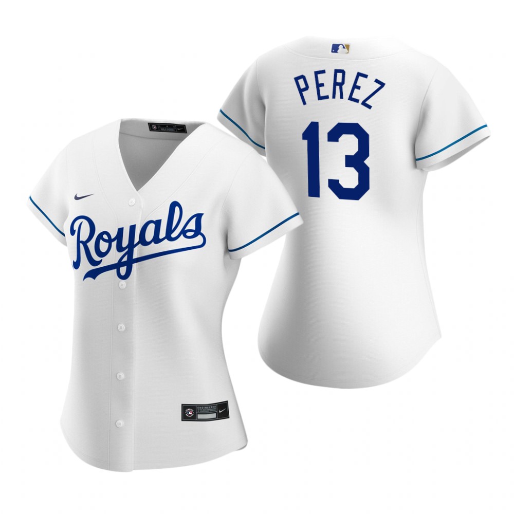 Women's Kansas City Royals #13 Salvador Perez Nike White Home Jersey