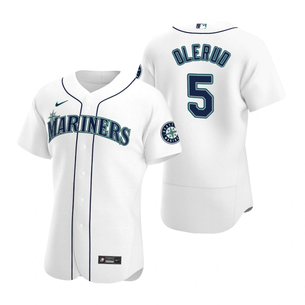 Men's Seattle Mariners Retired Player #5 John Olerud Stitched Nike White FlexBase Jersey