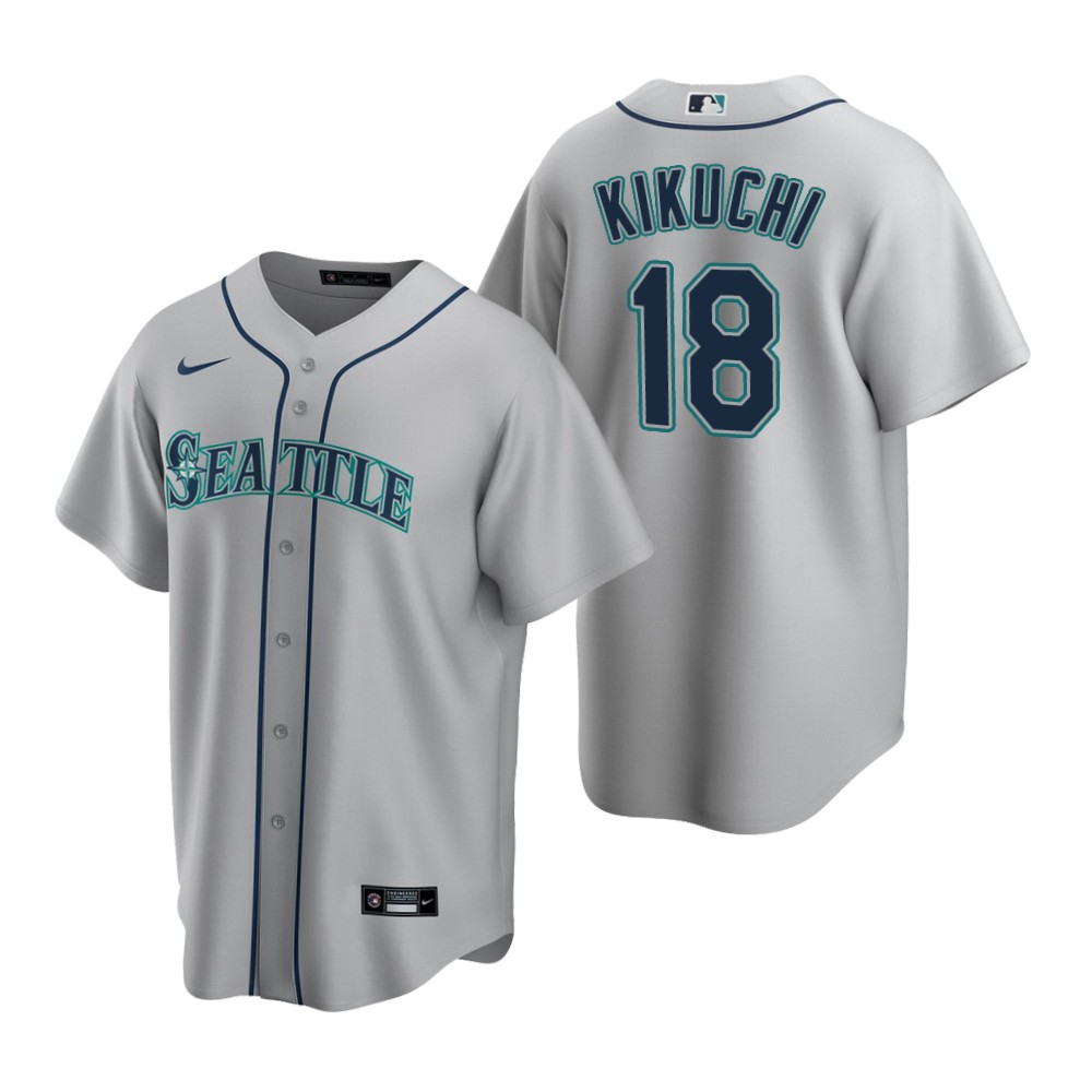 Youth Seattle Mariners #18 Yusei Kikuchi Nike Away Grey Cool Base Jersey