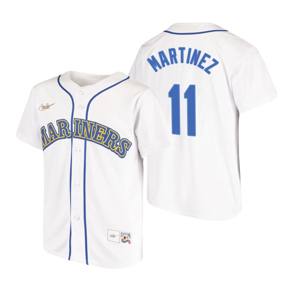 Youth Seattle Mariners #11 Edgar Martinez Nike White Cooperstown Collection Jersey