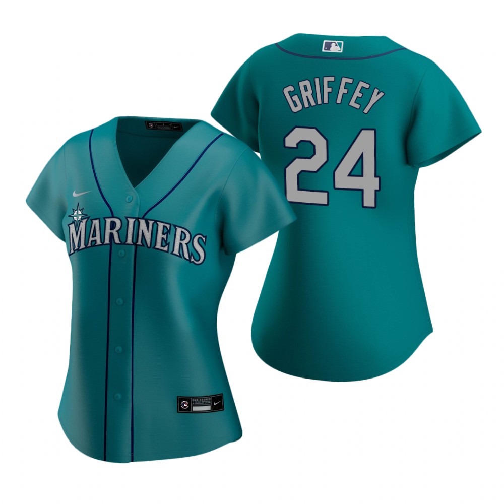 Women's Seattle Mariners #24 Ken Griffey Jr. Nike Aqua Alternate Cool Base Jersey