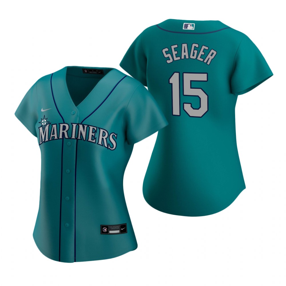 Women's Seattle Mariners #15 Kyle Seager Nike Aqua Alternate Cool Base Jersey