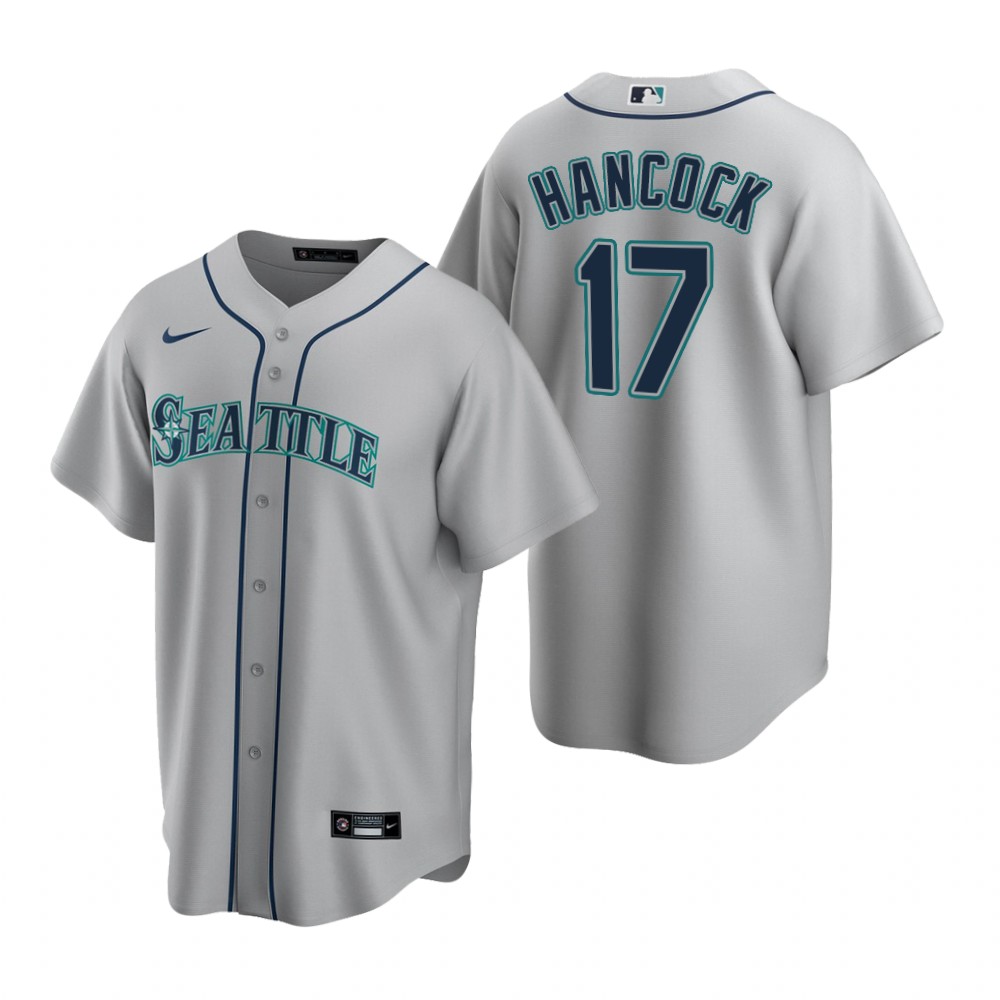 Men's Seattle Mariners #17 Emerson Hancock Nike Away Grey Cool Base Jersey