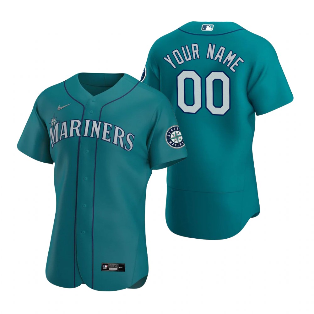 Men's Seattle Mariners Custom Nike Aqua Alternate FlexBase Jersey