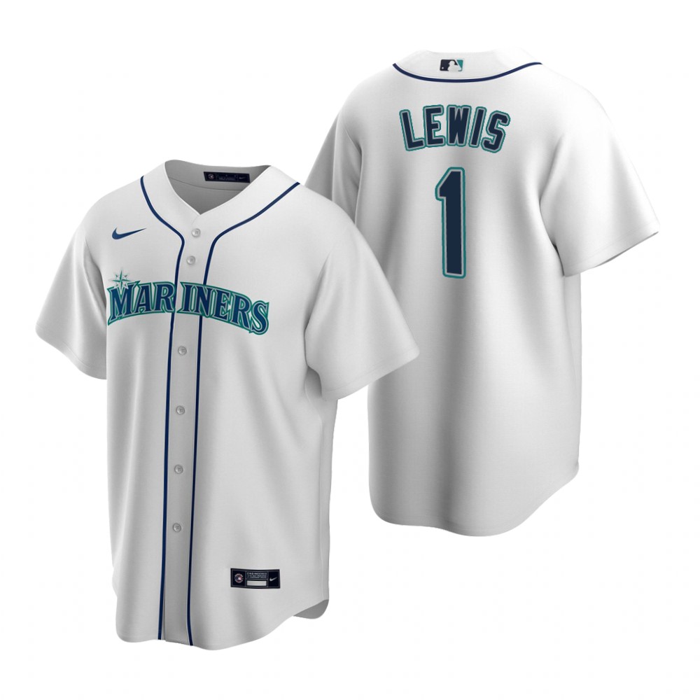 Men's Seattle Mariners #1 Kyle Lewis Nike White Home Cool Base Jersey