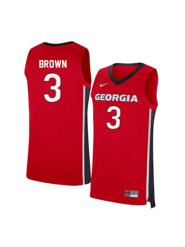 Men's Georgia Bulldogs #3 Christian Brown Nike Red College Basketball Jersey