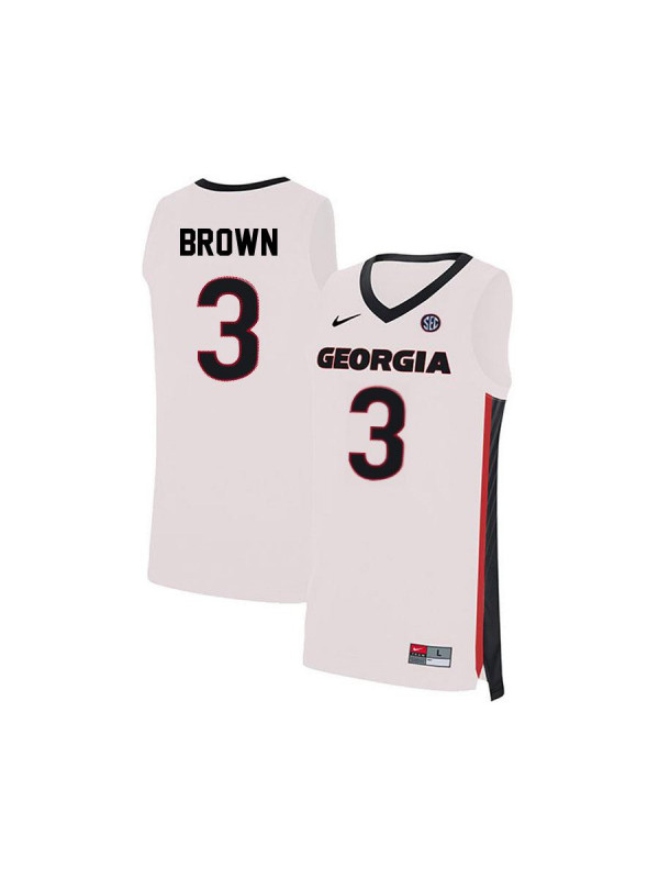 Men's Georgia Bulldogs #3 Christian Brown Nike White College Basketball Jersey