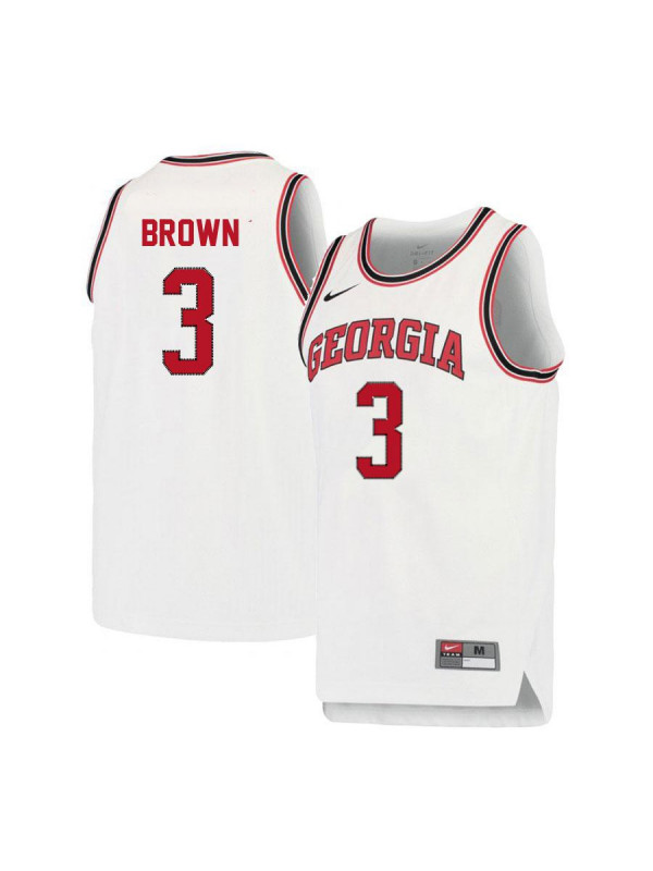 Men's Georgia Bulldogs #3 Christian Brown Nike White Retro Basketball Jersey