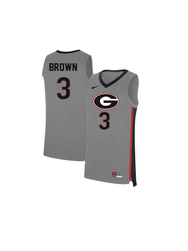 Men's Georgia Bulldogs #3 Christian Brown Nike Grey College Basketball Jersey