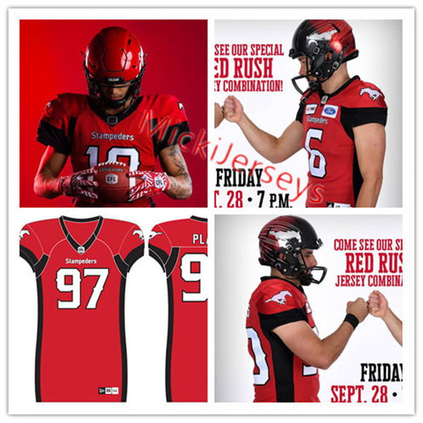 Men's Youth CFL Calgary Stampeders Custom 2019 New Era Home Red Football Jersey