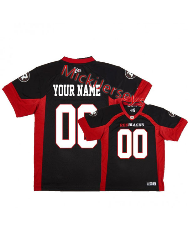 Men's Youth CFL Ottawa Redblacks Custom 2019 New Era Home Black Football Jersey