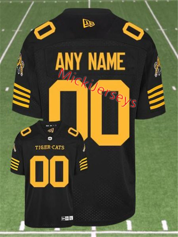 Men's Youth CFL Hamilton Tiger-Cats Custom 2019 New Era Home Black Football Jersey