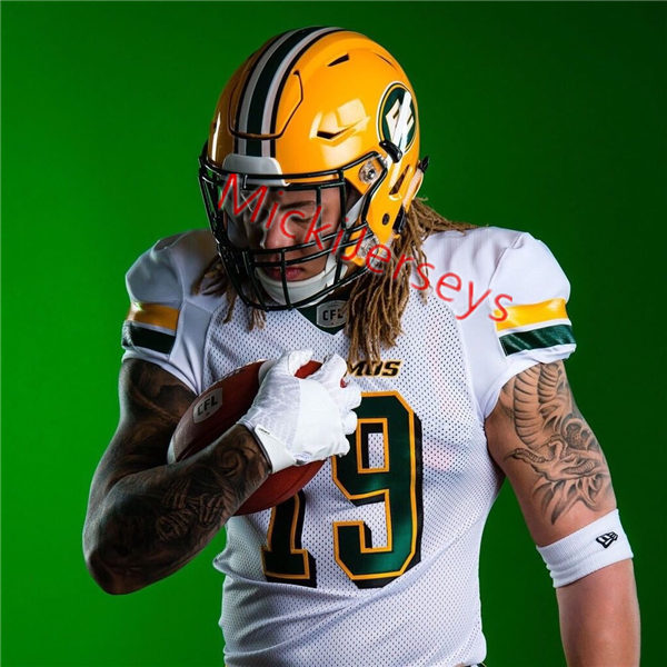 Men's Youth CFL Edmonton Elks Custom 2019 New Era White Away Football Jersey