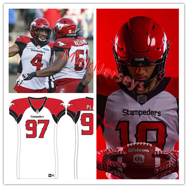 Men's Youth CFL Calgary Stampeders Custom 2019 New Era White Away Football Jersey