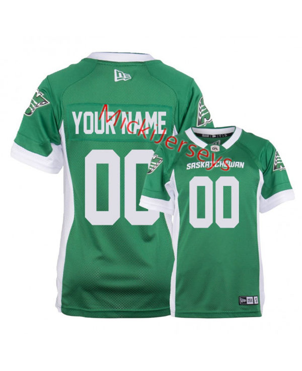 Men's Youth CFL Saskatchewan Roughriders Custom 2019 New Era Home Green Football Jersey