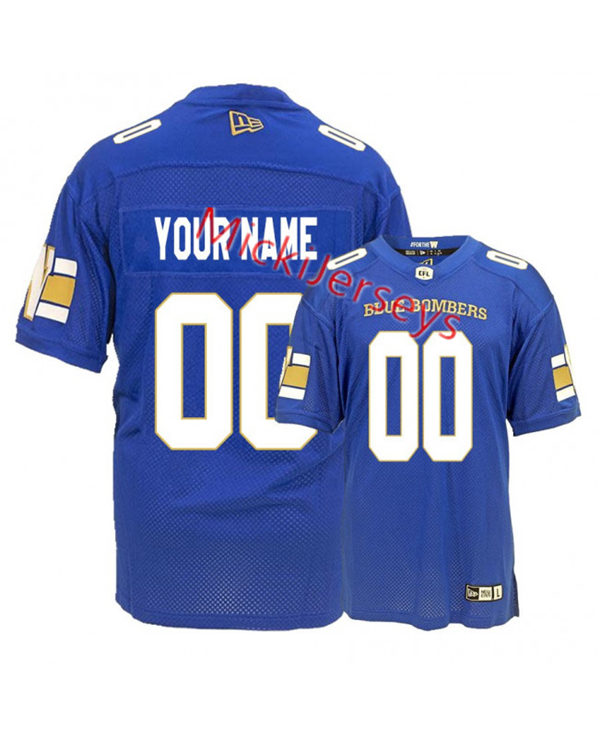 Men's Youth CFL Winnipeg Blue Bombers Custom 2019 New Era Home Blue Football Jersey