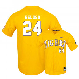 Men's LSU Tigers #24 Cade Beloso Nike Gold College Baseball Alumni Jersey