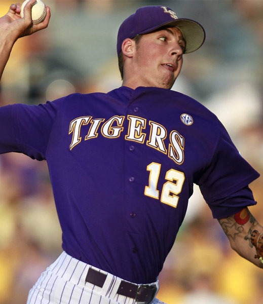 Men's LSU Tigers #12 Kevin Gausman Nike Purple College Baseball Alumni Jersey