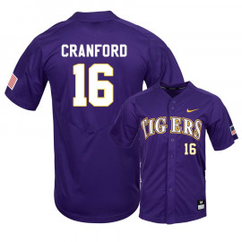 Men's LSU Tigers #16 Collier Cranford Nike Purple College Baseball Alumni Jersey