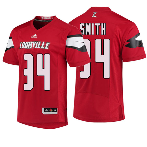 Mens Louisville Cardinals #14 Jeremy Smith Adidas 2013-18 Red College Football Jersey