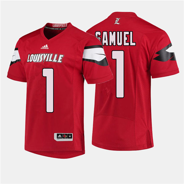 Mens Louisville Cardinals #1 Traveon Samuel Adidas 2013-18 Red College Football Jersey