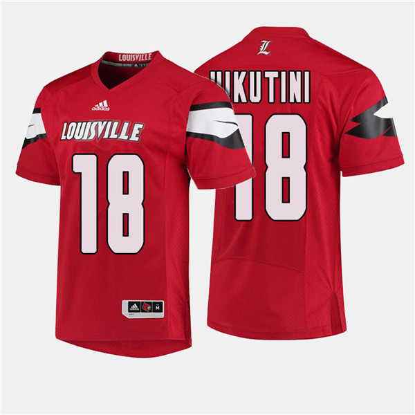 Mens Louisville Cardinals #18 Cole Hikutini Adidas 2013-18 Red College Football Jersey